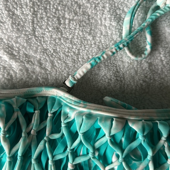 Venus Fringe Teal Bandeau Swim- Size 2 - Picture 6 of 7